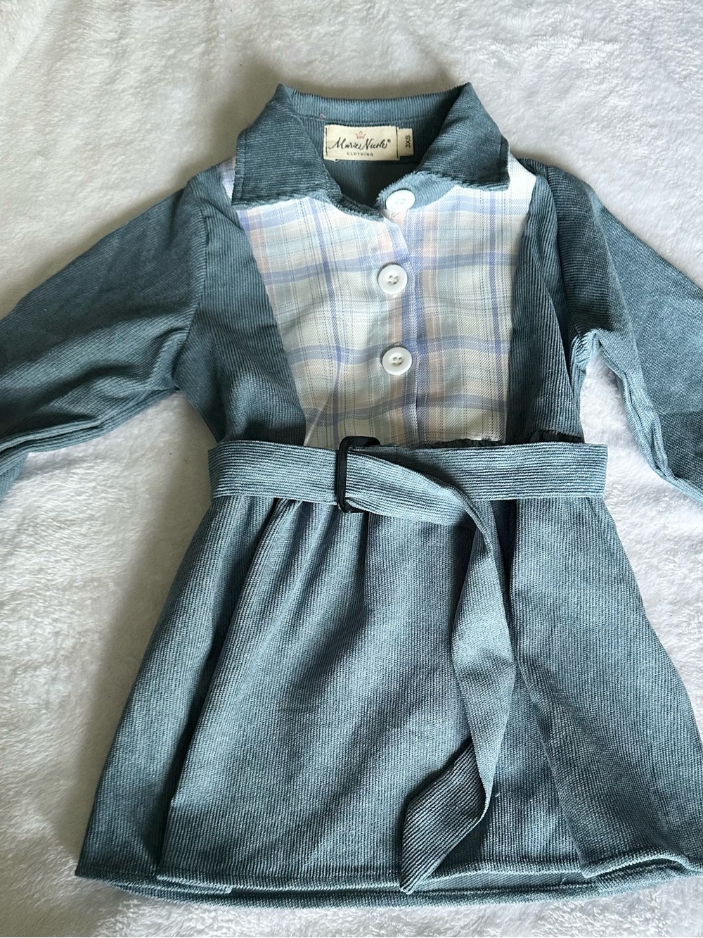 Morris & Co. Girls' Teal Corduroy Belted Casual Dress